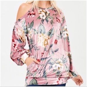Tops - Blush Floral Velvet Tunic Tops - Blush Floral Velvet Tunic